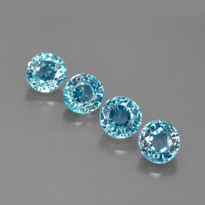 Zircone naturale blu da  ct, taglio rotondo, VS