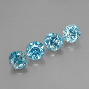 Zircone naturale blu da  ct, taglio rotondo, VS