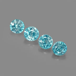 Zircone naturale blu da  ct, taglio rotondo, VS