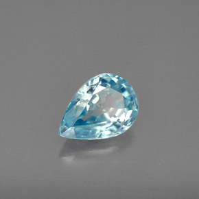 Zircone naturale blu da 1,54 ct, taglio a pera, VVS