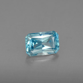 Zircone naturale blu da 1,39 ct, taglio smeraldo, VVS