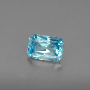 Zircone naturale blu da 1,39 ct, taglio smeraldo, VVS