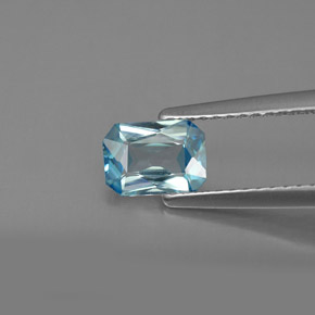 Zircone naturale blu da 0,99 ct, taglio smeraldo, VVS