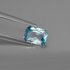 Zircone naturale blu da 0,99 ct, taglio smeraldo, VVS