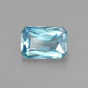 Zircone naturale blu da 1,20 ct, taglio smeraldo, VVS