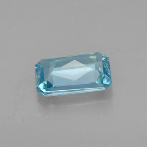 Zircone naturale blu da 1,20 ct, taglio smeraldo, VVS