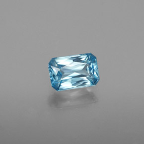 Zircone blu naturale da 0,94 ct, taglio smeraldo, SI