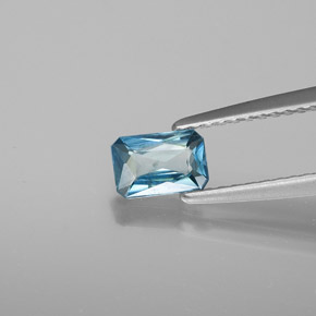 Zircone naturale blu da 0,66 ct, taglio smeraldo, SI
