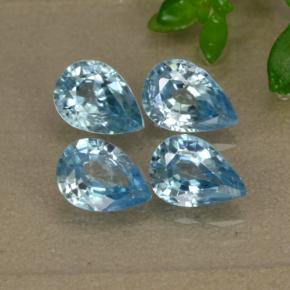 Zircone naturale blu da 4,14 ct, taglio a pera, VVS-VS