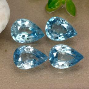 Zircone naturale blu da 3,79 ct, taglio a pera, VVS-VS
