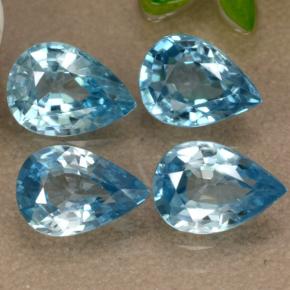 Zircone naturale blu da 3,79 ct, taglio a pera, VVS-VS