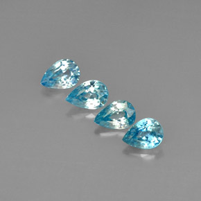 Zircone naturale blu da 4,07 ct, taglio a pera, VVS-VS