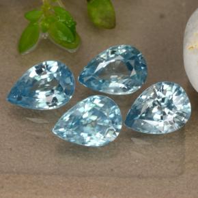Zircone naturale blu da 4,33 ct, taglio a pera, VVS-VS