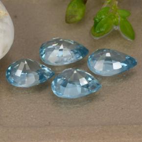 Zircone naturale blu da 4,33 ct, taglio a pera, VVS-VS