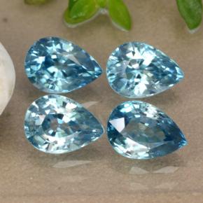 Zircone naturale blu da 4,53 ct, taglio a pera, VVS-VS
