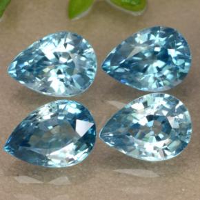 Zircone naturale blu da 4,53 ct, taglio a pera, VVS-VS