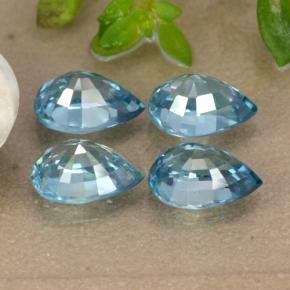 Zircone naturale blu da 4,53 ct, taglio a pera, VVS-VS