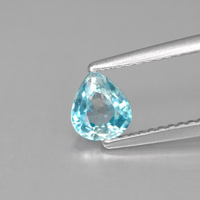 Zircone naturale blu da 0,87 ct, taglio a pera, VS