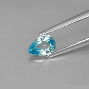 Zircone naturale blu da 0,82 ct, taglio a pera, VS