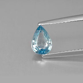 Zircone naturale blu da 1,03 ct, taglio a pera, VS