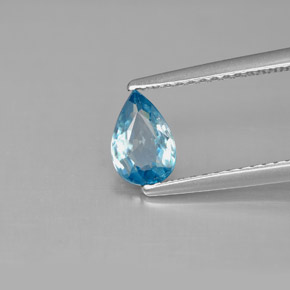 Zircone naturale blu da 0,81 ct, taglio a pera, VS