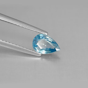 Zircone naturale blu da 0,81 ct, taglio a pera, VS