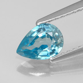 Zircone naturale blu da 0,99 ct, taglio a pera, VS