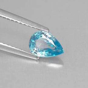 Zircone naturale blu da 1,05 ct, taglio a pera, VS
