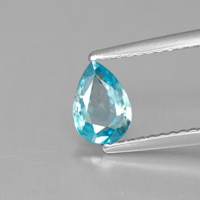 Zircone naturale blu da 0,89 ct, taglio a pera, VVS-VS