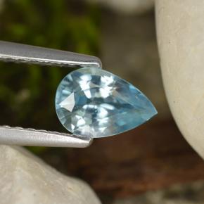 Zircone naturale blu da 0,92 ct, taglio a pera, VVS-VS
