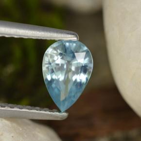 Zircone naturale blu da 0,92 ct, taglio a pera, VVS-VS