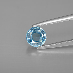 Zircone naturale blu da 1,17 ct, taglio rotondo, VVS-VS