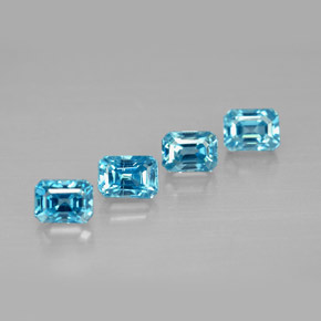 Zircone naturale blu da  ct, taglio smeraldo, VVS