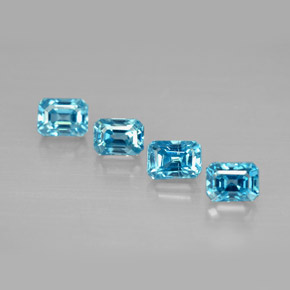 Zircone naturale blu da  ct, taglio smeraldo, VVS