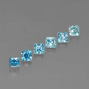 Zircone naturale blu da  ct, taglio smeraldo, VVS
