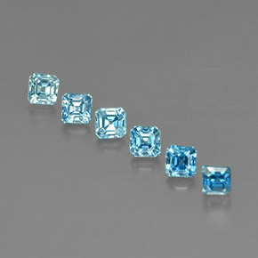 Zircone naturale blu da  ct, taglio smeraldo, VVS