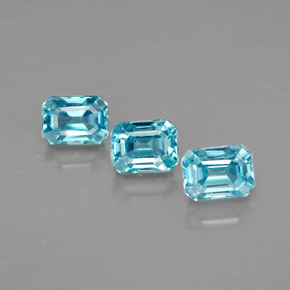 Zircone naturale blu da  ct, taglio smeraldo, VVS
