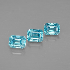 Zircone naturale blu da  ct, taglio smeraldo, VVS