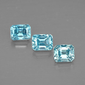 Zircone naturale blu da  ct, taglio smeraldo, VVS