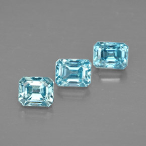 Zircone naturale blu da  ct, taglio smeraldo, VVS