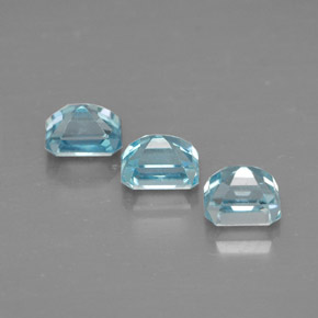 Zircone naturale blu da  ct, taglio smeraldo, VVS