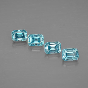 Zircone naturale blu da  ct, taglio smeraldo, VVS