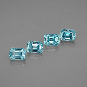 Zircone naturale blu da  ct, taglio smeraldo, VVS