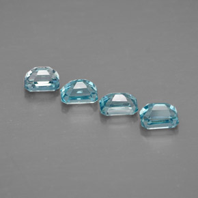 Zircone naturale blu da  ct, taglio smeraldo, VVS