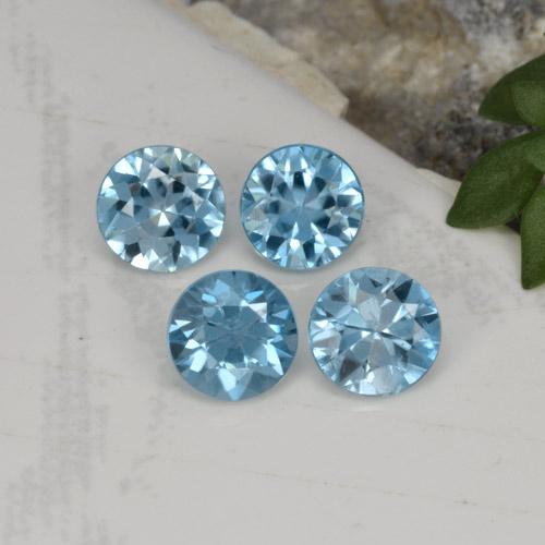Zircone naturale blu da 2,00 ct, taglio rotondo, VVS-VS