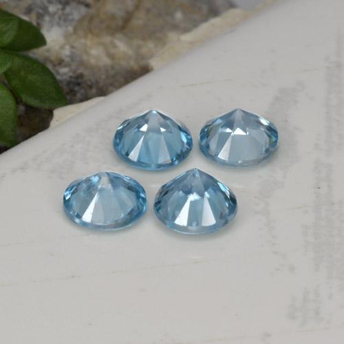Zircone naturale blu da 2,00 ct, taglio rotondo, VVS-VS