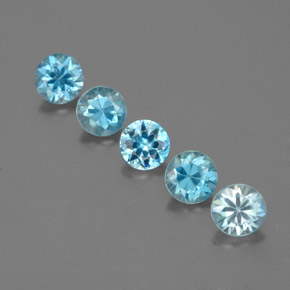 Zircone naturale blu da  ct, taglio rotondo, VVS-VS