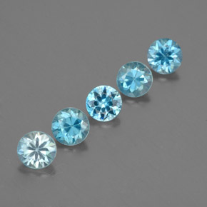 Zircone naturale blu da  ct, taglio rotondo, VVS-VS