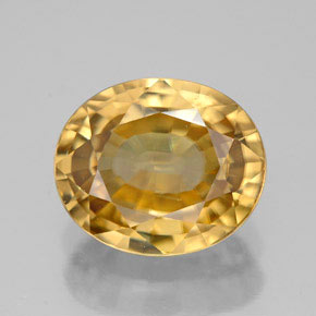 Zircone naturale giallo da 8,26 ct, taglio ovale, IF