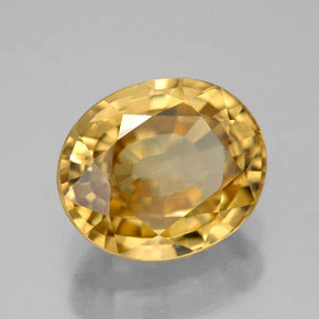 Zircone naturale giallo da 8,26 ct, taglio ovale, IF